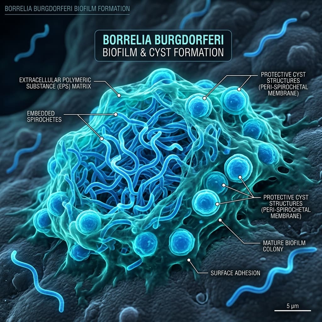Mikroskopische Aufnahme von Borrelien-Biofilm